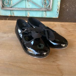 TAP SHOES TODDLER by Dance Class black patten Ribbon tie Size 10.5 T100